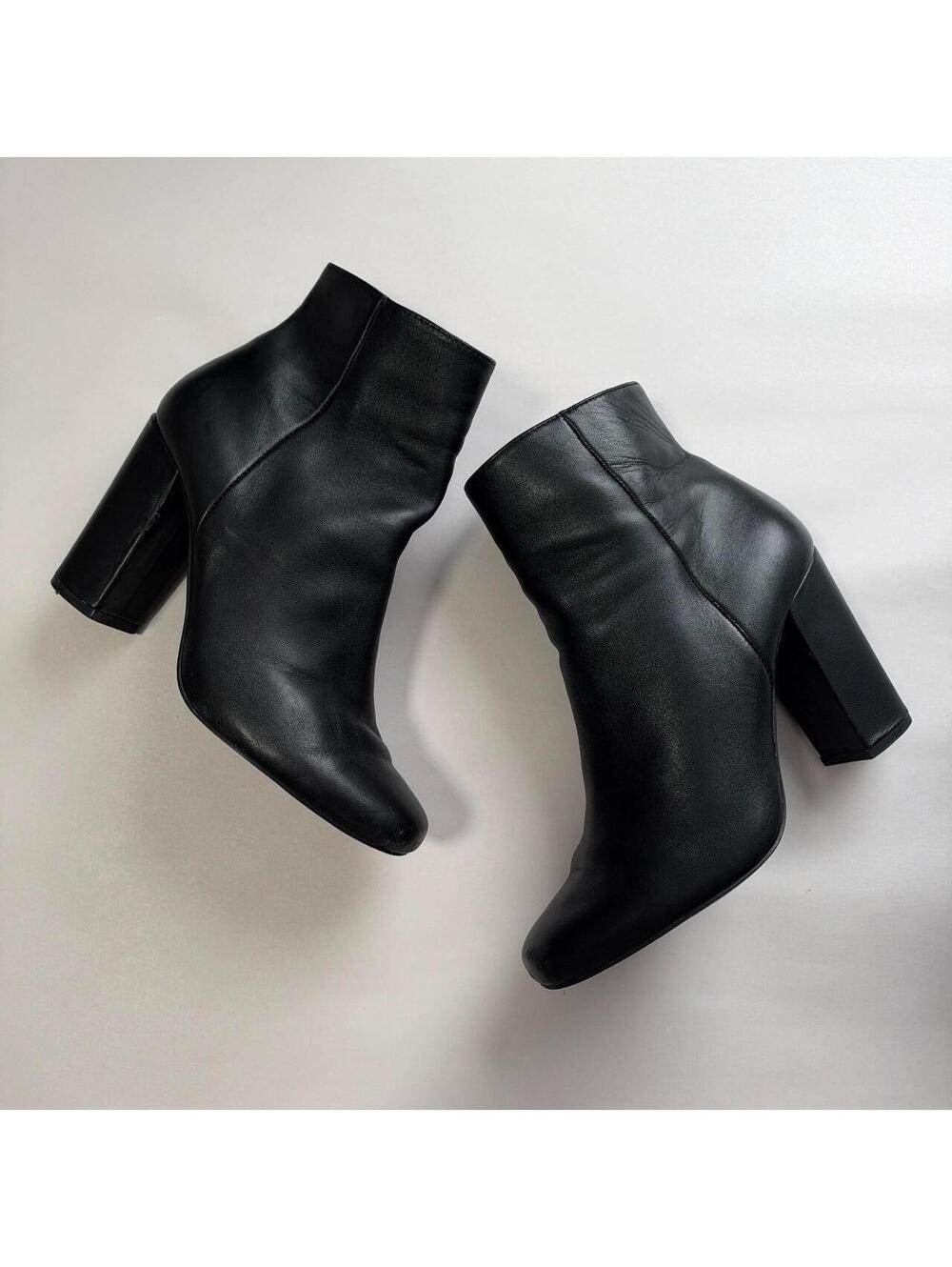 Steve Madden Black Leather Pixie Block Heel Ankle Boots US 8